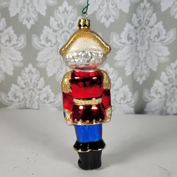 Vintage Hand Blown Glass Ornament Nutcracker with Glitter Accents  6.5" Tall - Picture 6 of 10